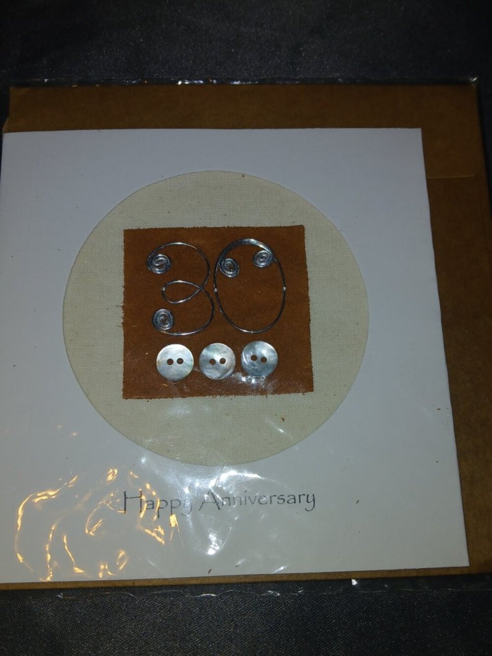 30th Anniversary Greeting Card Wire 30 Pearl Buttons With Envelope NEW